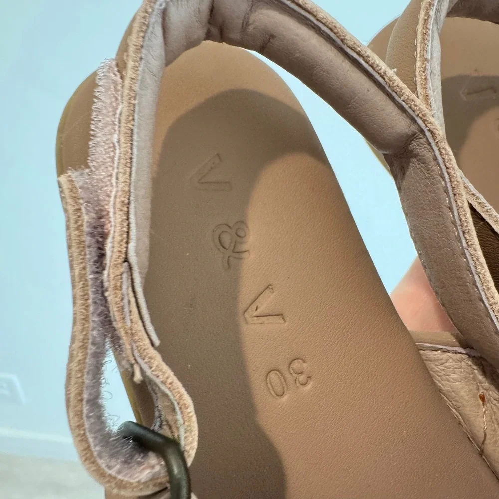 V&V Girls Pom Pom Slingback Sandals Mauve‎ Pink Faux Fur Size 30 EU - Picture 2 of 4